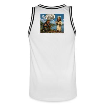 Angler mit Prioritäten - Männer Basketball-Trikot - Weiß/Schwarz - Hinten - AI Model Male 185 dark (185cm)