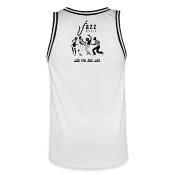 Notes de jazz à la silhouette minimaliste - Maillot de basket Homme - blanc/noir - Dos - AI Model Male 185 dark (185cm)