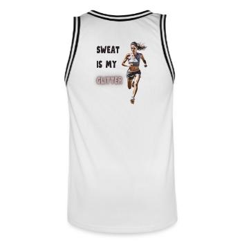 Sweat is my glitter - Men's Basketball Jersey - white/black - Back - AI Model Male 185 dark (185cm)