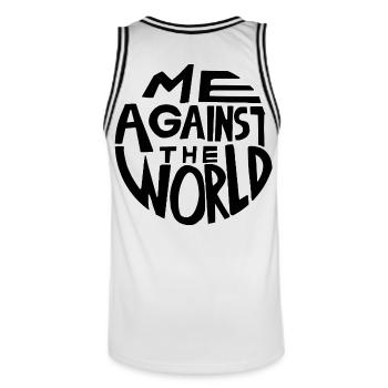 Me against the World - Männer Basketball-Trikot - Weiß/Schwarz - Hinten - AI Model Male 185 dark (185cm)