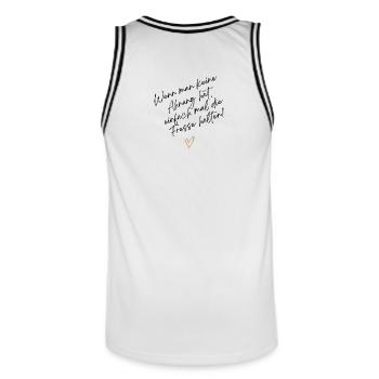 Wenn man keine Ahnung hat - Männer Basketball-Trikot - Weiß/Schwarz - Hinten - AI Model Male 185 dark (185cm)
