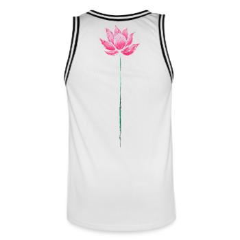 Rosa Lotusblüte Zen Calm Yoga und Meditation Kunst - Männer Basketball-Trikot - Weiß/Schwarz - Hinten - AI Model Male 185 dark (185cm)