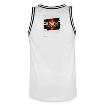 KrackKrach - Men's Basketball Jersey - white/black - Back - AI Model Male 185 dark (185cm)