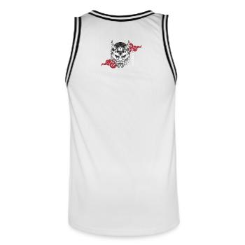 OriMask - Men's Basketball Jersey - white/black - Back - AI Model Male 185 dark (185cm)