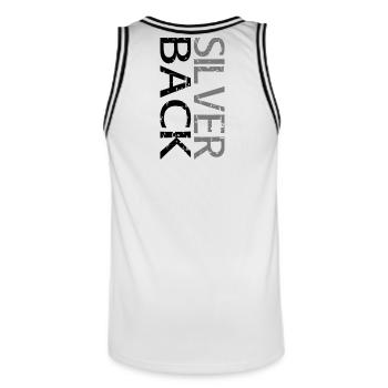 SILVERBACK (Two-line) - Men's Basketball Jersey - white/black - Back - AI Model Male 185 dark (185cm)