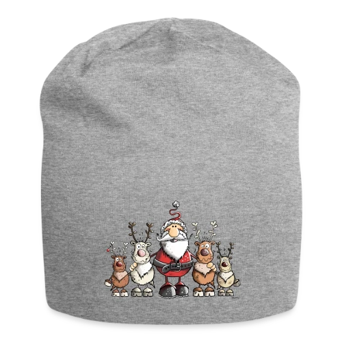 Père Noël entouré de rennes - Scène hivernale - Bonnet en jersey