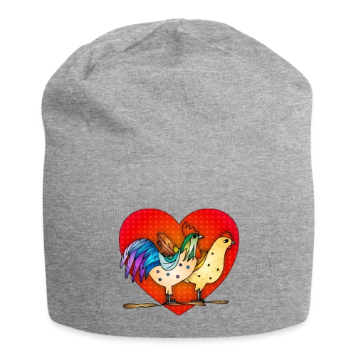 Duo Coq et Poule Champêtre - Bonnet en jersey