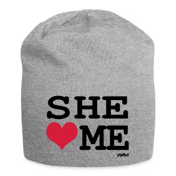 elle m'aime par wam - Bonnet en jersey - gris chiné - Devant