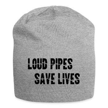 Motorrad LOUD PIPES SAVE LIVES Geschenk - Jersey-Beanie - Grau meliert - Vorne