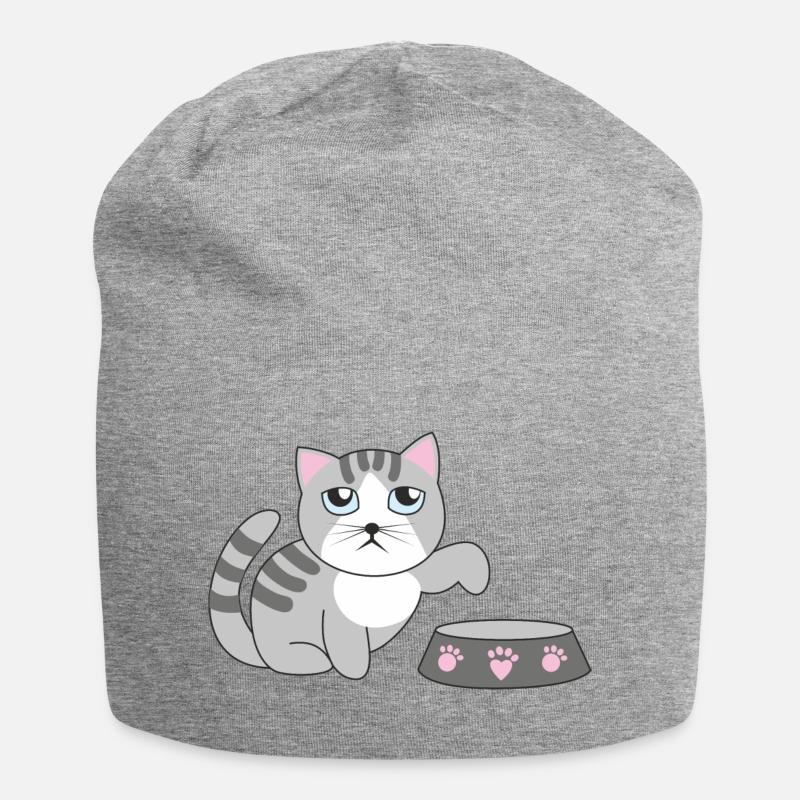 Hungrige Katze - Jersey-Beanie - Grau meliert