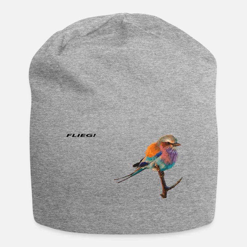 Vogel - Jersey-Beanie - Grau meliert