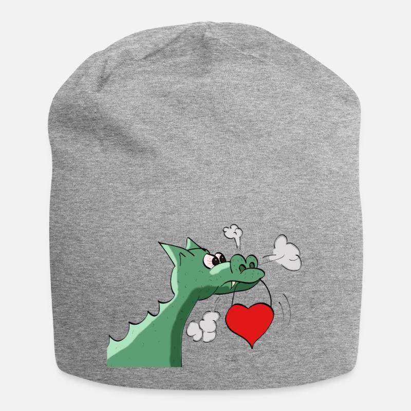 Drache mit Herz - Jersey-Beanie - Grau meliert