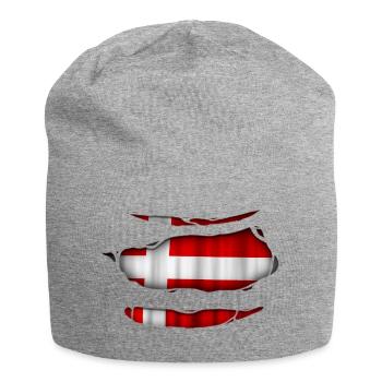 Denmark flag torn 017 - Jersey Beanie - heather grey - Front