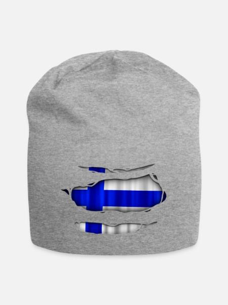Finnland Flagge Aufgerissen 017 - Jersey-Beanie - Grau meliert