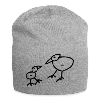 Vogel - Jersey-Beanie - Grau meliert - Vorne