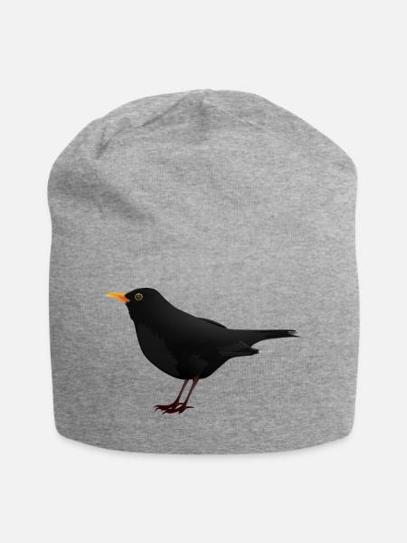 Amsel Drossel Star Vogel Geschenk Geschenkidee - Jersey-Beanie - Grau meliert