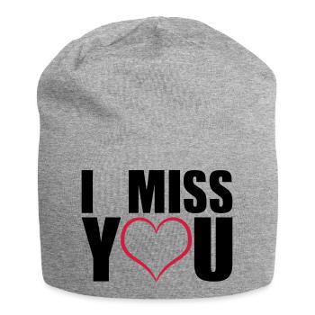 I miss you geschenk - Jersey-Beanie - Grau meliert - Vorne