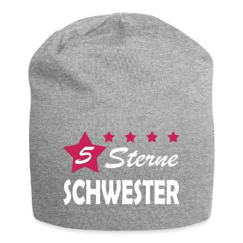 5 Sterne Schwester Geschenk Idee beste Schwester - Jersey-Beanie - Grau meliert - Vorne
