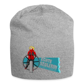 Echte Seglerin - Blond - Skipper - Segelschiff - Jersey-Beanie - Grau meliert - Vorne