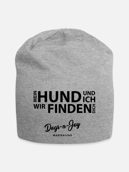 Mein Hund und ich, wir finden Dich - Jersey-Beanie - Grau meliert