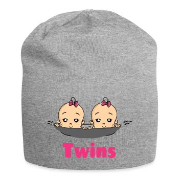 Twins Zwillinge Babys Mädchen Schwangerschaft - Jersey-Beanie - Grau meliert - Vorne