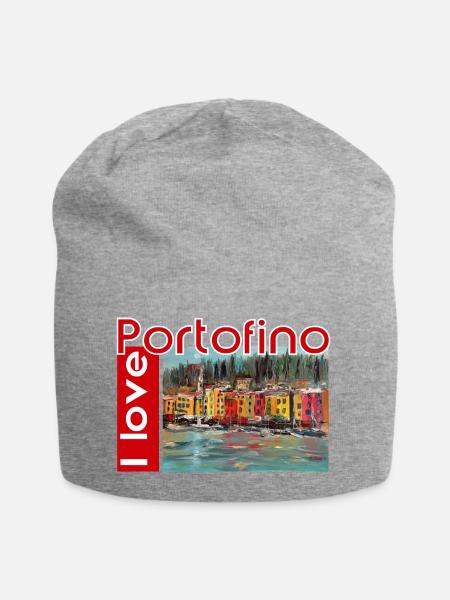 I love Portofino. Italy. - Jersey-Beanie - Grau meliert