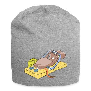 Souris de remise en forme dans la souricière avec le sport d'entraînement au fromage - Bonnet en jersey - gris chiné - Devant