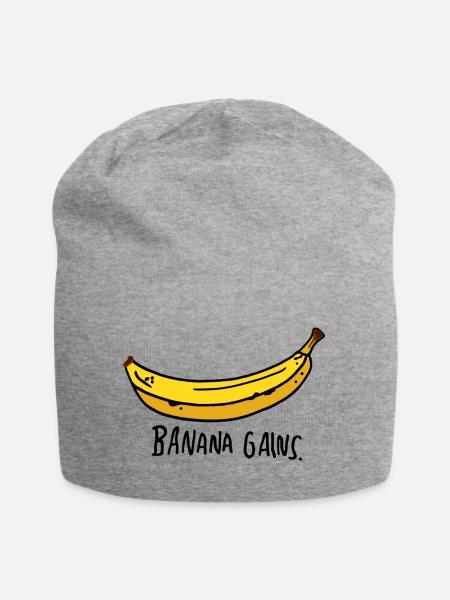 Banana Gains Banane Sport Fitness Gym Geschenk - Jersey-Beanie - Grau meliert