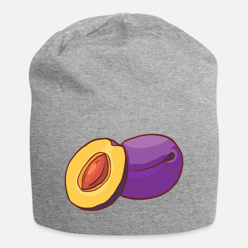 Pflaumen Zwetschgen - Jersey-Beanie - Grau meliert