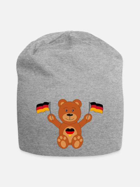 Teddybär Deutschland Flagge - Jersey-Beanie - Grau meliert