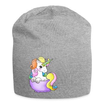 Einhorn in der Tasse - Jersey-Beanie - Grau meliert - Vorne