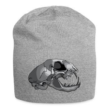 Katzenschädel - Jersey-Beanie - Grau meliert - Vorne