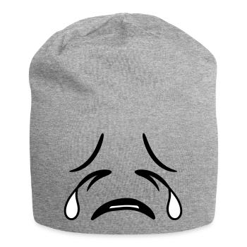 cool visage tête triste pleurer traenen un - Bonnet en jersey - gris chiné - Devant