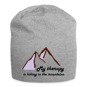 My therapy is hiking in the mountains gift - Jersey Beanie - heather grey - Front