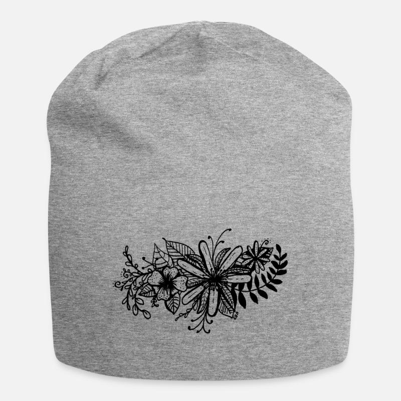 Oeuvre de fleurs noires - Bonnet en jersey - gris chiné