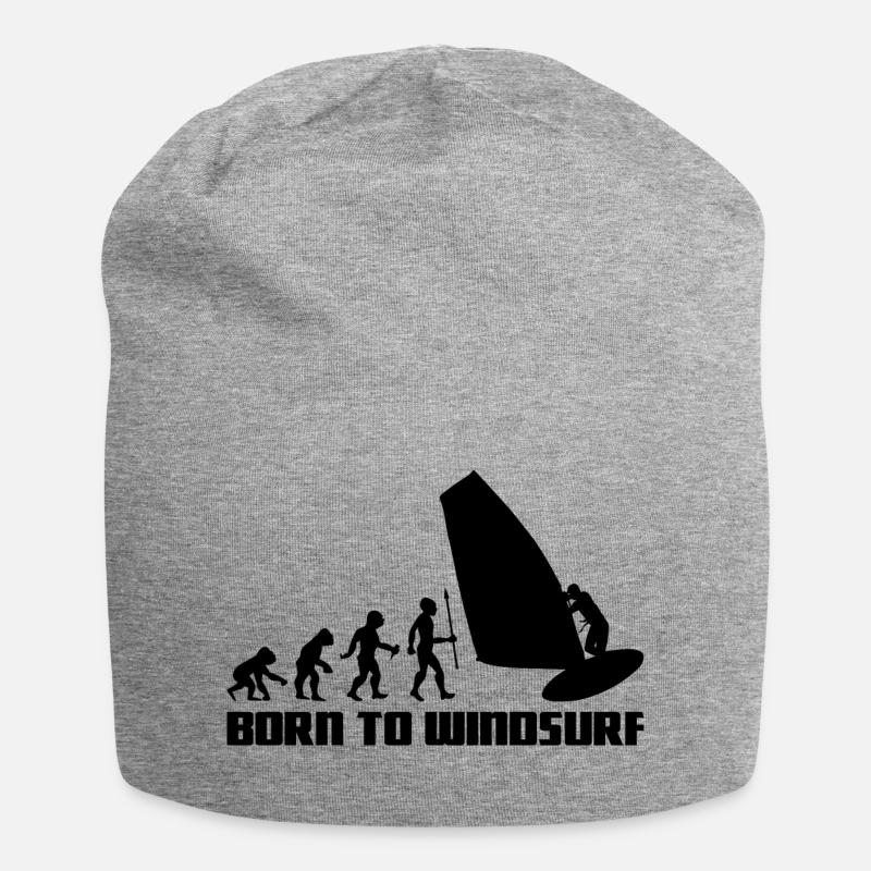 Windsurfer Evolution Windsurfen Wind Surfen Surfer - Jersey-Beanie - Grau meliert
