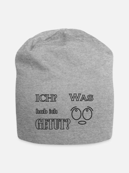 was habe ich getut Spruch Kinder lustig - Jersey-Beanie - Grau meliert