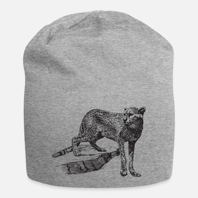 Leopard Geschenk - Jersey-Beanie - Grau meliert