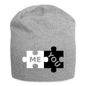 Puzzleteile me and you - Jersey-Beanie - Grau meliert - Vorne