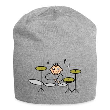 Drummer in action on drums - Jersey Beanie - heather grey - Front