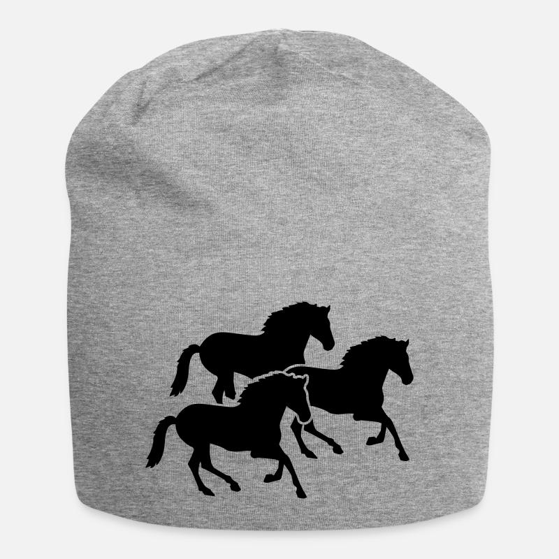 Pferde - Jersey-Beanie - Grau meliert