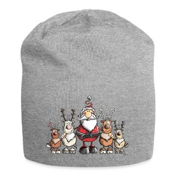 Père Noël avec des rennes - Bonnet en jersey - gris chiné - Devant