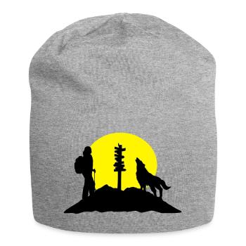 Wandern in den Bergen, Wanderin - Jersey-Beanie - Grau meliert - Vorne