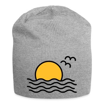 Sonnenuntergang - Jersey-Beanie - Grau meliert - Vorne