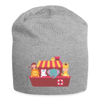 Noah Ark, Cute Animals on Boat - Jersey Beanie - heather grey - Front
