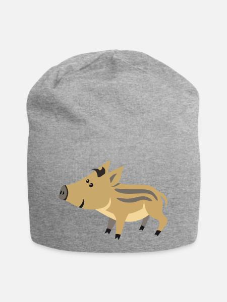 Süßes Wildschwein Baby – niedliche Illustration - Jersey-Beanie - Grau meliert