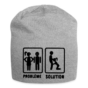 problème solution motif original t-shirt, mug, - Bonnet en jersey - gris chiné - Devant