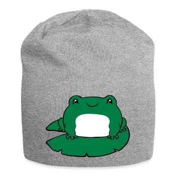 Grenouille sur nénuphar - Bonnet en jersey - gris chiné - Devant