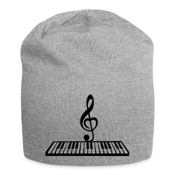Klavier mit Notentaste, Keyboard - Jersey-Beanie - Grau meliert - Vorne