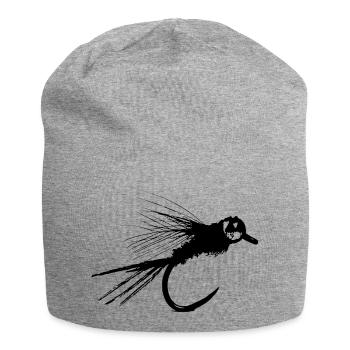 Fly Fishing Angler Gift Nymph Bait Fishing - Jersey Beanie - heather grey - Front